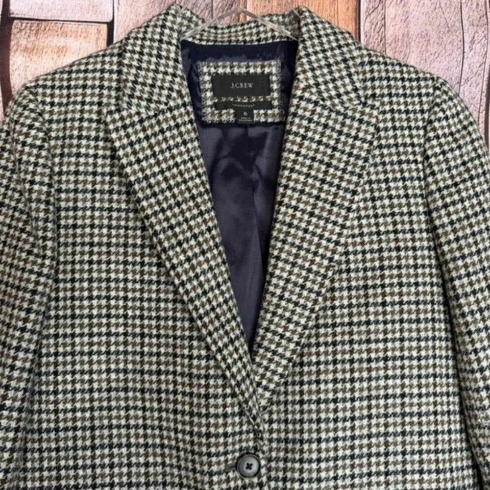 J.Crew‎ Blazer Somerset Moon Wool Houndstooth Office Heritage Workwear Size 6